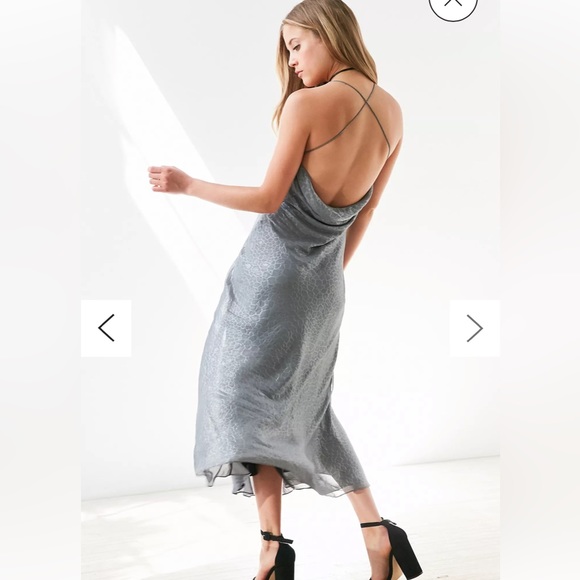 Cowl neck low back glistening midi dress - Picture 2 of 16